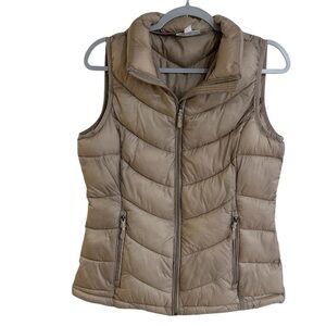 Charter Club Beige Quilted Puffer Vest Women’s Zip Front Size S